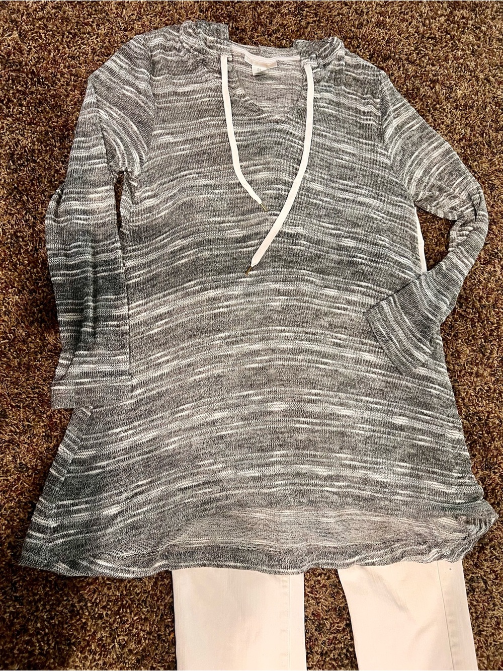 La Blanca gray and white striped tunic dress Small